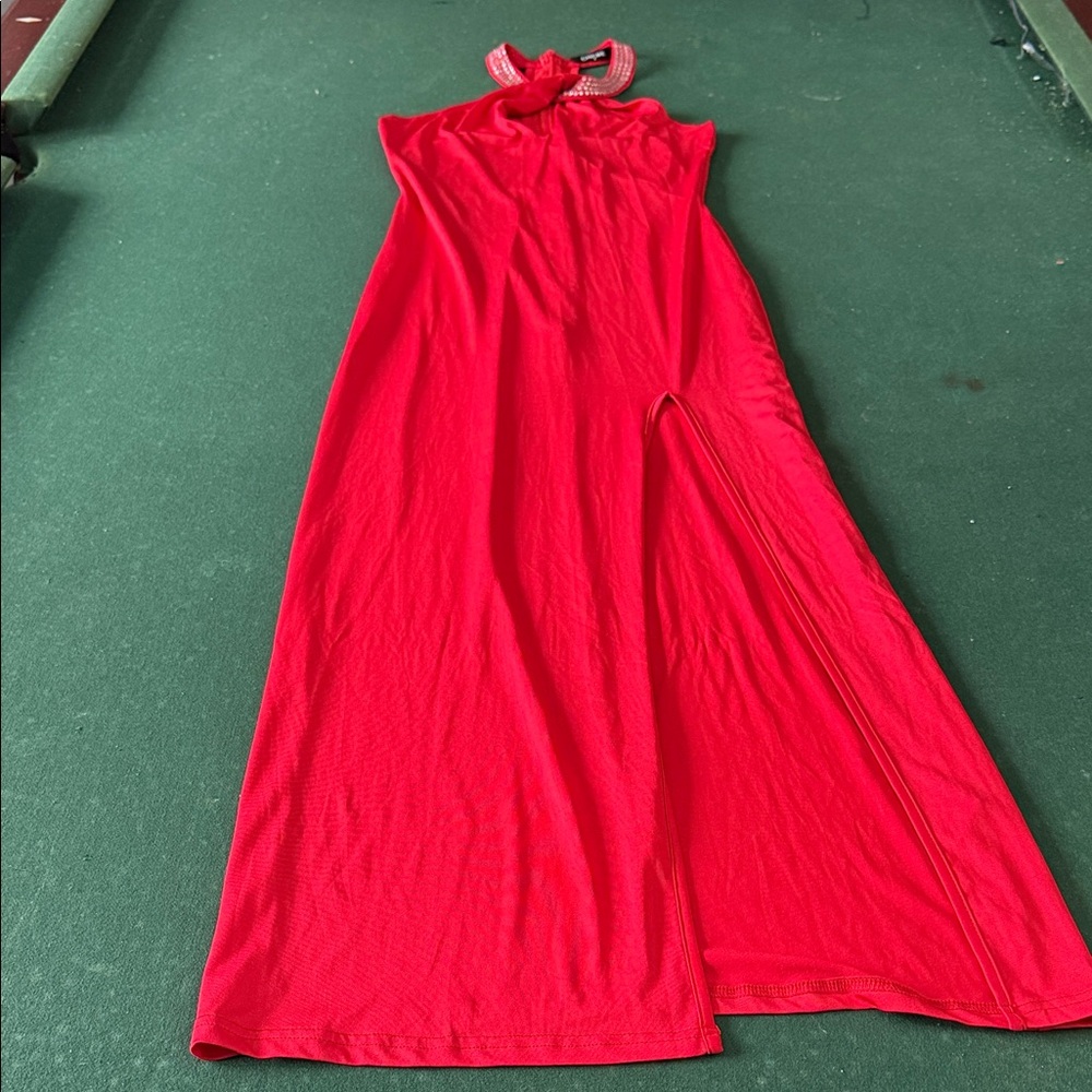 Chic Red Maxi Dress‎ with High Slit.  CAJA # 1
